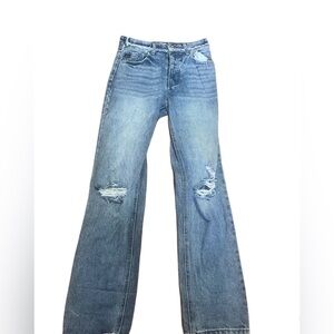 KanCan Distressed Straight Leg Jeans Buttons Down
